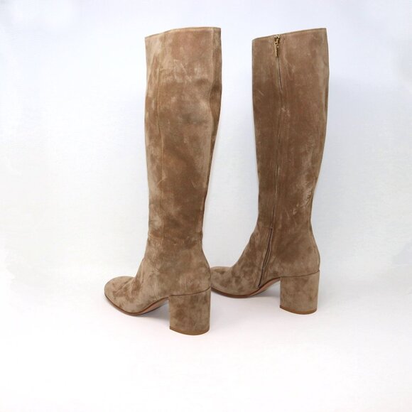 Gianvito Rossi 38.5 Joelle Suede Knee High Tall High Heel Boot 70mm Camel - Picture 8 of 16